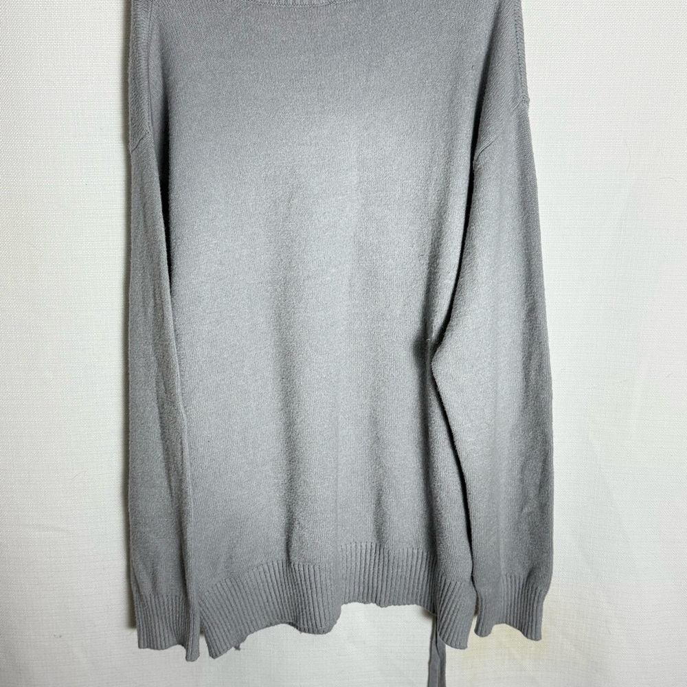 Poof Gray Corset Side Lace Up Mock Neck Oversized Knit Sweater Women L - Picture 4 of 9